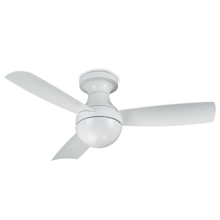 Wac Orb Indoor and Outdoor 3-Blade Smart Flush Mount Ceiling Fan 44in Matte White with Remote Control F-004